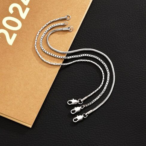 Men's Silver Bracelet Set: 3 PCS Tiny Snake Chain Link Bracelets Non Tarnish Stainless Steel Jewelry for Men Women 6.5/7/7.5/8/8.8/9 Inch Cool Silver Stack Bracelet Gifts for Boyfriend or Dad in Saudi Arabia
