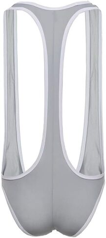 Swbreety Men's Ice Silk Jockstrap Leotard Underwear Jumpsuit Wrestling Singlet in Saudi Arabia