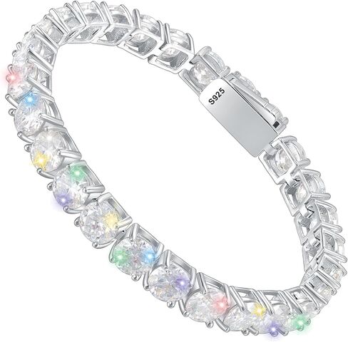 Gem's Beauty Womens Bracelets Moissanite Tennis Bracelets for Women | 18k White Gold Men Bracelets | 925 Sterling Silver Bracelets for Women Gifts | 3-6.5mm Moissanite, Size 6-7.5 Inch in Kuwait