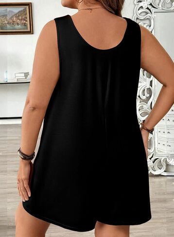 Eytino Womens Plus Size Pheclesuits Crew Neck Discaledless Solids Solid Rompers مع جيوب (1x-5x) in Saudi Arabia