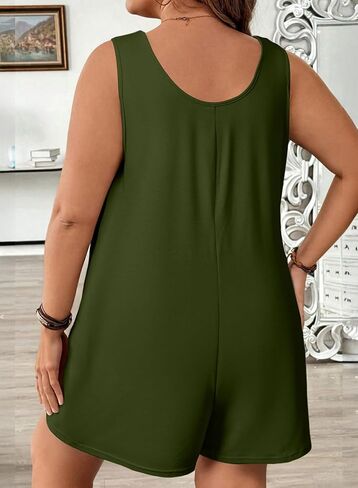 Eytino Womens Plus Size Pheclesuits Crew Neck Discaledless Solids Solid Rompers مع جيوب (1x-5x) in Kuwait