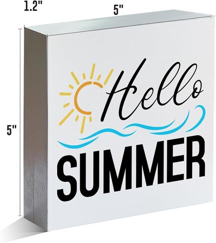 Hello Summer Lemons Wooden Box Sign Wood Block Tabletop Sign Decorative Desk Sign Home Shelf Decor 5 X 5 Inches in Saudi Arabia