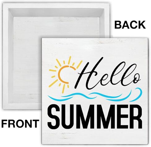 Hello Summer Lemons Wooden Box Sign Wood Block Tabletop Sign Decorative Desk Sign Home Shelf Decor 5 X 5 Inches in Saudi Arabia