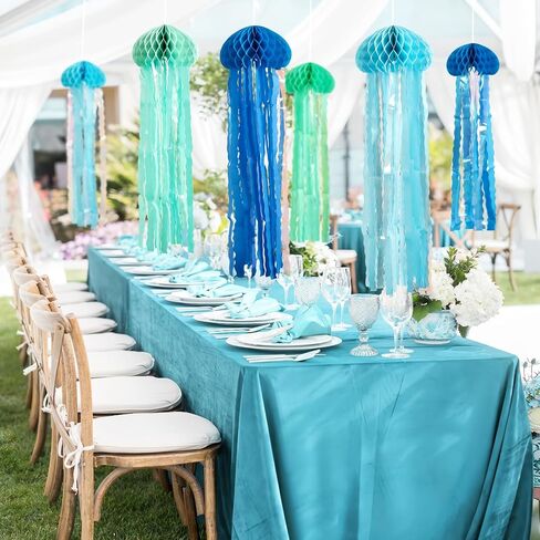 Jellyfish Decorations, 8 Pcs Hanging Jellyfish Honeycomb, Blue Pink Purple Under The Sea Party Decorations, Paper Honeycomb Jelly Fish for Mermaid Ocean Themed Birthday Party Decor in Saudi Arabia