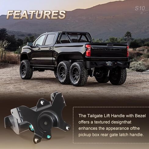 مقبض رفع الباب الخلفي مع إطار متوافق مع 1994-2004 Chevy S10 ، 1994-2004 GMC Sonoma ، 1996-2000 Isuzu Hombre استبدال غلاف Latch Patter Latch Cover Assembly 15007219 15007218 in Kuwait