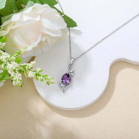 Purple Amethyst Necklace 925 Sterling Silver 10X8mm Oval Cut Amethyst Pendant Necklace for Women in Kuwait