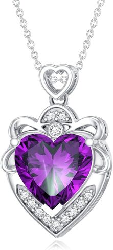 Purple Amethyst Necklace 925 Sterling Silver 10X8mm Oval Cut Amethyst Pendant Necklace for Women in Saudi Arabia