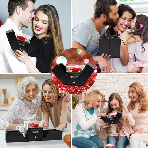 وردة محفوظة مع قلادة القلب - هدية روز الأبدية للنساء ، والهدايا الرومانسية للزوجة ، وصديقة ، وجدة ، وجدة ، وخطيب في عيد الميلاد ، والذكرى ، وعيد الأم ، عيد الميلاد in Kuwait