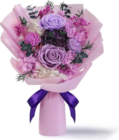 Forever Flowers for Delivery, Preserved Purple Roses Flowers Gift for Her, Mom, Wife, Women Birthday, Anniversary in Kuwait