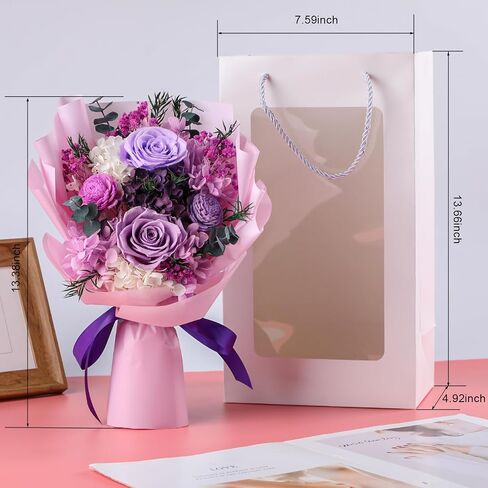 Forever Flowers for Delivery, Preserved Purple Roses Flowers Gift for Her, Mom, Wife, Women Birthday, Anniversary in Kuwait