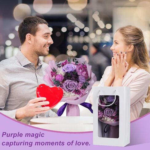 Forever Flowers for Delivery, Preserved Purple Roses Flowers Gift for Her, Mom, Wife, Women Birthday, Anniversary in Kuwait