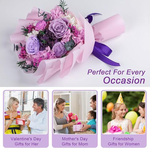 Forever Flowers for Delivery, Preserved Purple Roses Flowers Gift for Her, Mom, Wife, Women Birthday, Anniversary in Kuwait