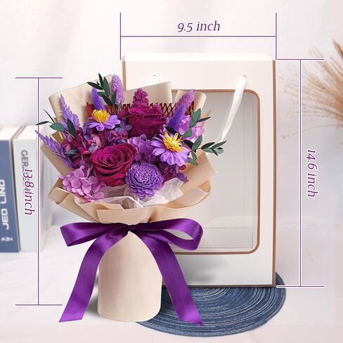 FYFS Preserved Flowers Bouquet, Eternal Flowers, Flowers Fresh Bbouquet Birthday, Real Rose Flowers Gift Used for Anniversary, Mother's Day,Valentine's Day (Purple) in Saudi Arabia