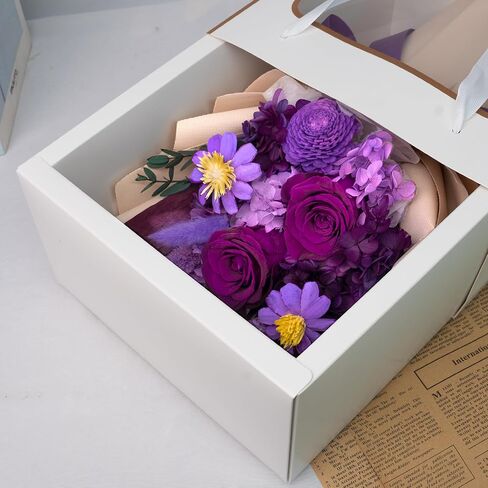 FYFS Preserved Flowers Bouquet, Eternal Flowers, Flowers Fresh Bbouquet Birthday, Real Rose Flowers Gift Used for Anniversary, Mother's Day,Valentine's Day (Purple) in Saudi Arabia