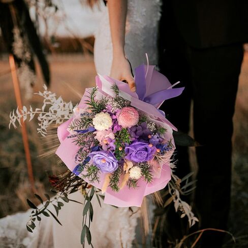 HUACHIPLUS Natural Eternal Flowers Gift: Preserved Flowers Bouquet, Valentine, Anniversary, Birthday, Mothers Day Flowers for her-Flowers for Delivery Prime-Purple Forever Flowers Bouquet (Lilac) in Saudi Arabia