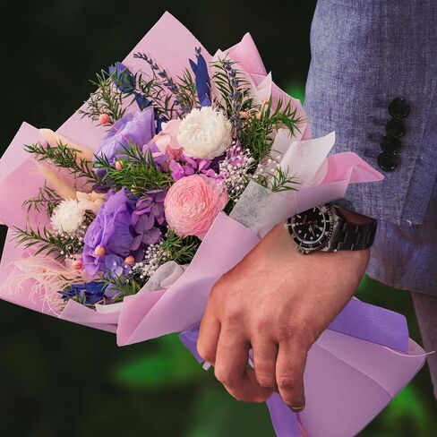 HUACHIPLUS Natural Eternal Flowers Gift: Preserved Flowers Bouquet, Valentine, Anniversary, Birthday, Mothers Day Flowers for her-Flowers for Delivery Prime-Purple Forever Flowers Bouquet (Lilac) in Saudi Arabia