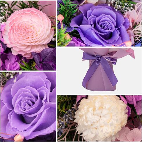 HUACHIPLUS Natural Eternal Flowers Gift: Preserved Flowers Bouquet, Valentine, Anniversary, Birthday, Mothers Day Flowers for her-Flowers for Delivery Prime-Purple Forever Flowers Bouquet (Lilac) in Saudi Arabia