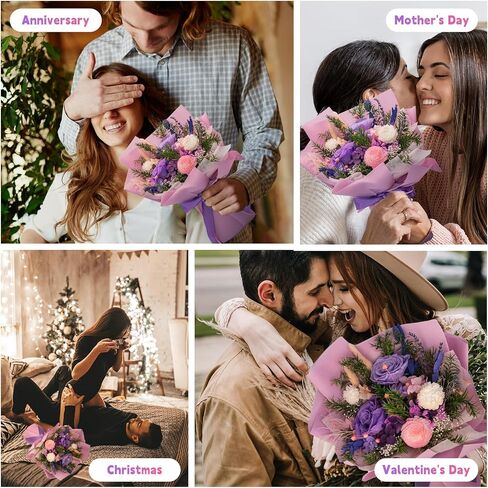 HUACHIPLUS Natural Eternal Flowers Gift: Preserved Flowers Bouquet, Valentine, Anniversary, Birthday, Mothers Day Flowers for her-Flowers for Delivery Prime-Purple Forever Flowers Bouquet (Lilac) in Saudi Arabia
