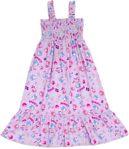 Sega Sonic the Hedgehog Girls Square Neck Smoock Maxi Dress Little Kid لأحجام الأطفال الكبيرة (4-14-16) in Kuwait