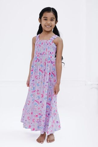 Sega Sonic the Hedgehog Girls Square Neck Smoock Maxi Dress Little Kid لأحجام الأطفال الكبيرة (4-14-16) in Kuwait