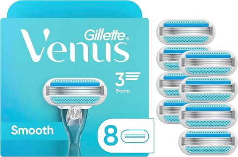 Gillette Venus Smooth Womens Razor Blade Refills, 8 Count, Lubracated to Protect the Skin from Irritation, Basic, 8 Count (Pack of 1) in Saudi Arabia