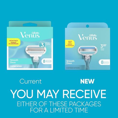 Gillette Venus Smooth Womens Razor Blade Refills, 8 Count, Lubracated to Protect the Skin from Irritation, Basic, 8 Count (Pack of 1) in Saudi Arabia