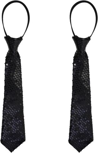 PENTA ANGEL Men Sequin Tie 2Pcs Adjustable Zipper Shine Neckties for Women Adults Halloween Wedding Graduation Party Costume in Kuwait