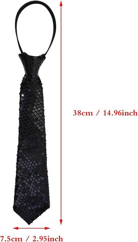 PENTA ANGEL Men Sequin Tie 2Pcs Adjustable Zipper Shine Neckties for Women Adults Halloween Wedding Graduation Party Costume in Kuwait