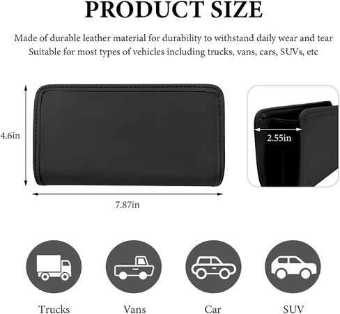 Car Trash Can, Leather Foldable Hanging Trash Bag, Multi-Function Mini Storage Box Garbage Can for Car Back Seats and Side Door, Black in Kuwait