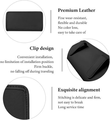 Car Trash Can, Leather Foldable Hanging Trash Bag, Multi-Function Mini Storage Box Garbage Can for Car Back Seats and Side Door, Black in Kuwait