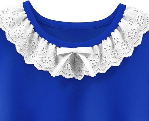 LQSZ Girls Lightgowns Lace Lace Short Sleeve Sleepwear Bow Tie Victorian Princess Pajamas Nightdress 3-12 in Kuwait