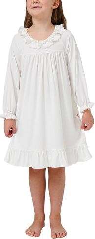 Bamboo Viscose Girls Nightgowns Toddler Long Sleeve Lace Casual Kids Pajama Dress for Girls in Saudi Arabia