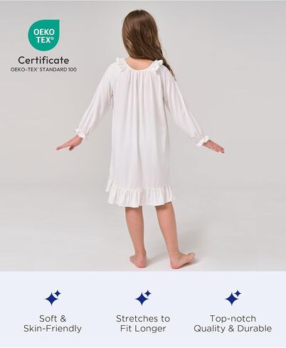 Bamboo Viscose Girls Nightgowns Toddler Long Sleeve Lace Casual Kids Pajama Dress for Girls in Saudi Arabia