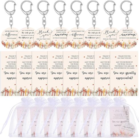 Sureio Volunteer Appreciation Gift Thank You Keychain Bulk with Cards and Bag for Volunteer Employee Gift, 4 Styles in Saudi Arabia
