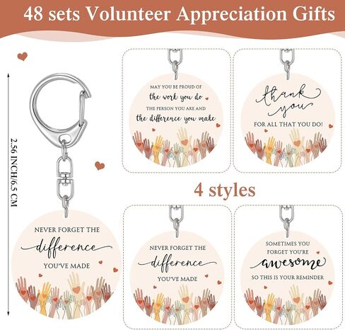 Sureio Volunteer Appreciation Gift Thank You Keychain Bulk with Cards and Bag for Volunteer Employee Gift, 4 Styles in Saudi Arabia