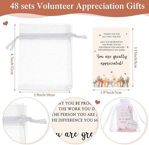 Sureio Volunteer Appreciation Gift Thank You Keychain Bulk with Cards and Bag for Volunteer Employee Gift, 4 Styles in Saudi Arabia
