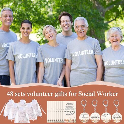 Sureio Volunteer Appreciation Gift Thank You Keychain Bulk with Cards and Bag for Volunteer Employee Gift, 4 Styles in Saudi Arabia