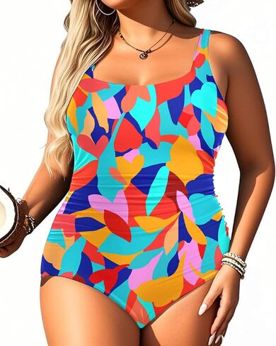 Daci Women's Plus Size One Piece Swimsuit - Tummy Control Athletic Bathing Suit with Ruched Design in Kuwait
