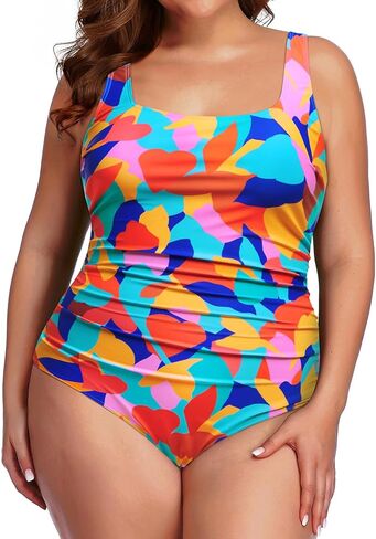 Daci Women's Plus Size One Piece Swimsuit - Tummy Control Athletic Bathing Suit with Ruched Design in Kuwait