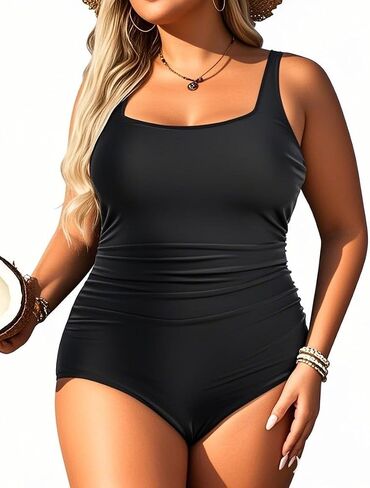 Daci Women's Plus Size One Piece Swimsuit - Tummy Control Athletic Bathing Suit with Ruched Design in Kuwait