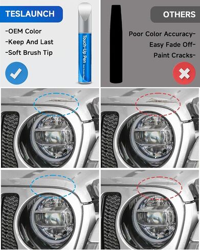 تلمس الطلاء المتوافق مع Jeep Match Match Up Paint Car Scratch Repair (White White (PW7/GW7) متوافق مع Cherokee/Compasse/Grand Cherokee/Grand-Wagoneer/Patriot/Wagoneer/Wrangler-JK/Wrangler-JK-unlimited) in Kuwait