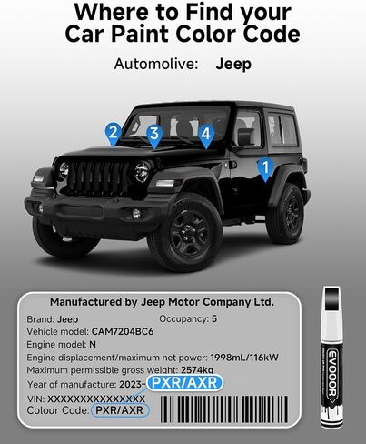 PW7/GW7 أبيض مشرق لمس الطلاء المتوافق مع Jeepexact Match 2 في 1 لمس الطلاء للبطاطا والرقائق إصلاح in Kuwait