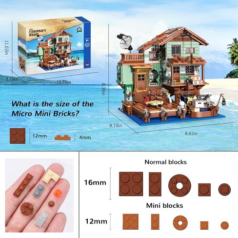 Fisherman's Wharf House Mini Bricks Building Kit, Ideas Creative Architecture Building Toys Birthday Gift for Adult Boys Girls -2046 Pieces (Not Compatible with Lego Set) in Saudi Arabia
