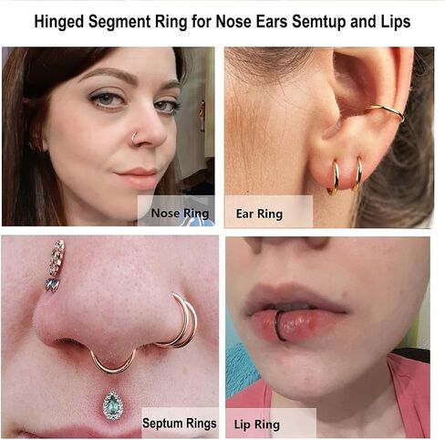 1pcs نساء رجال من التيتانيوم يتوقف على حلقات الأنف طوق 20g 18g 16g فقرار طوق لـ Nostril الحاجز الغضروف اللولب daith tragus conch lip ear lebe lebe 6mm/7mm/8mm/9mm/10mm/12mm gold-gold-gold-gold-gold-rose gold-black in Kuwait