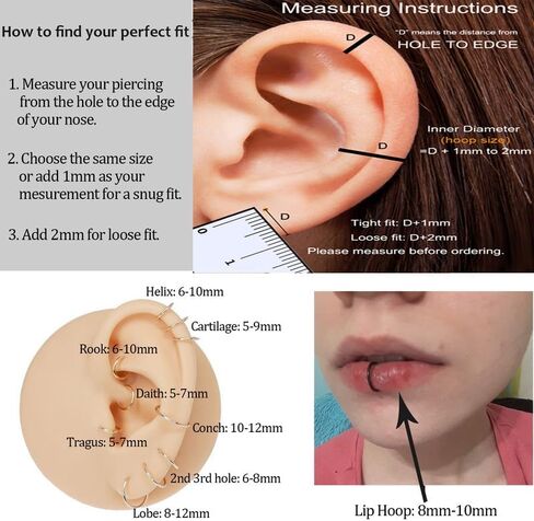 1pcs نساء رجال من التيتانيوم يتوقف على حلقات الأنف طوق 20g 18g 16g فقرار طوق لـ Nostril الحاجز الغضروف اللولب daith tragus conch lip ear lebe lebe 6mm/7mm/8mm/9mm/10mm/12mm gold-gold-gold-gold-gold-rose gold-black in Kuwait
