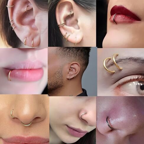 1pcs نساء رجال من التيتانيوم يتوقف على حلقات الأنف طوق 20g 18g 16g فقرار طوق لـ Nostril الحاجز الغضروف اللولب daith tragus conch lip ear lebe lebe 6mm/7mm/8mm/9mm/10mm/12mm gold-gold-gold-gold-gold-rose gold-black in Kuwait