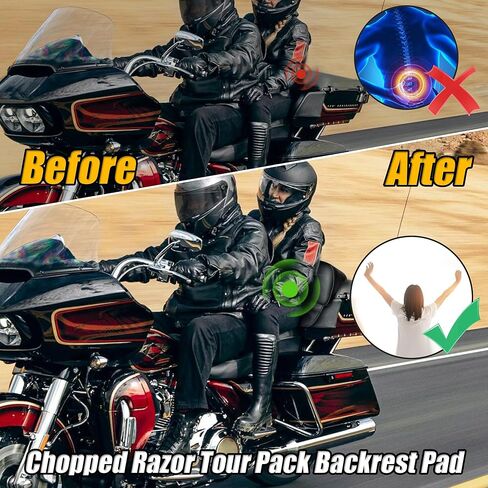 Chopped Razor Tour Pack Backrest Pad Rear Passenger Back Support Fit for Harley Street Glide FLHX Road Glide FLTRX Road King FLHR Electra Glide FLHT Tri Glide 2014-2023 Touring Models in Kuwait