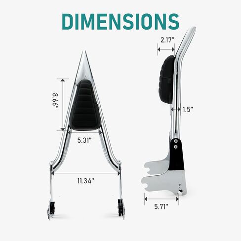 MoKitDora Touring Sissy Bar 1.5" Fat Passenger Backrest for 1997-2008 Harley Road Glide FLTR Road King FLHR Street Glide FLHX Electra Glide FLHT, Chrome in Saudi Arabia