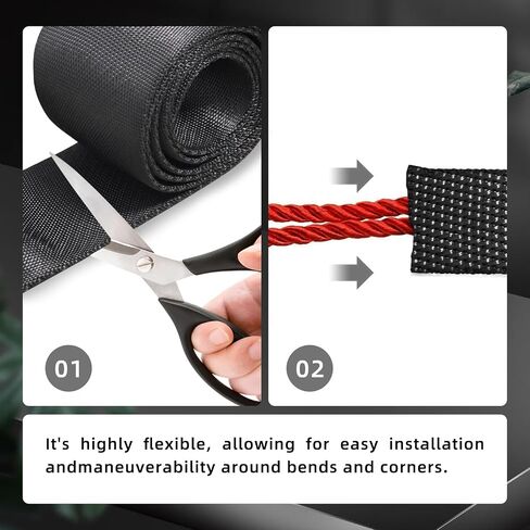 حامي فليلين وينش روب ، Universal Polyester Winch Rope Sleeve Black ، 5cm × 1M in Kuwait
