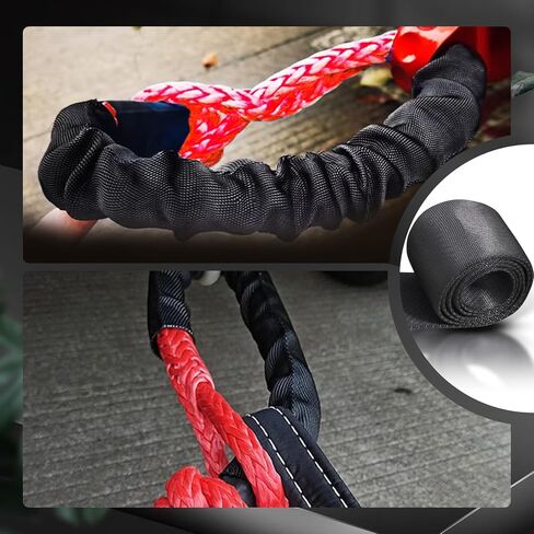 حامي فليلين وينش روب ، Universal Polyester Winch Rope Sleeve Black ، 5cm × 1M in Kuwait
